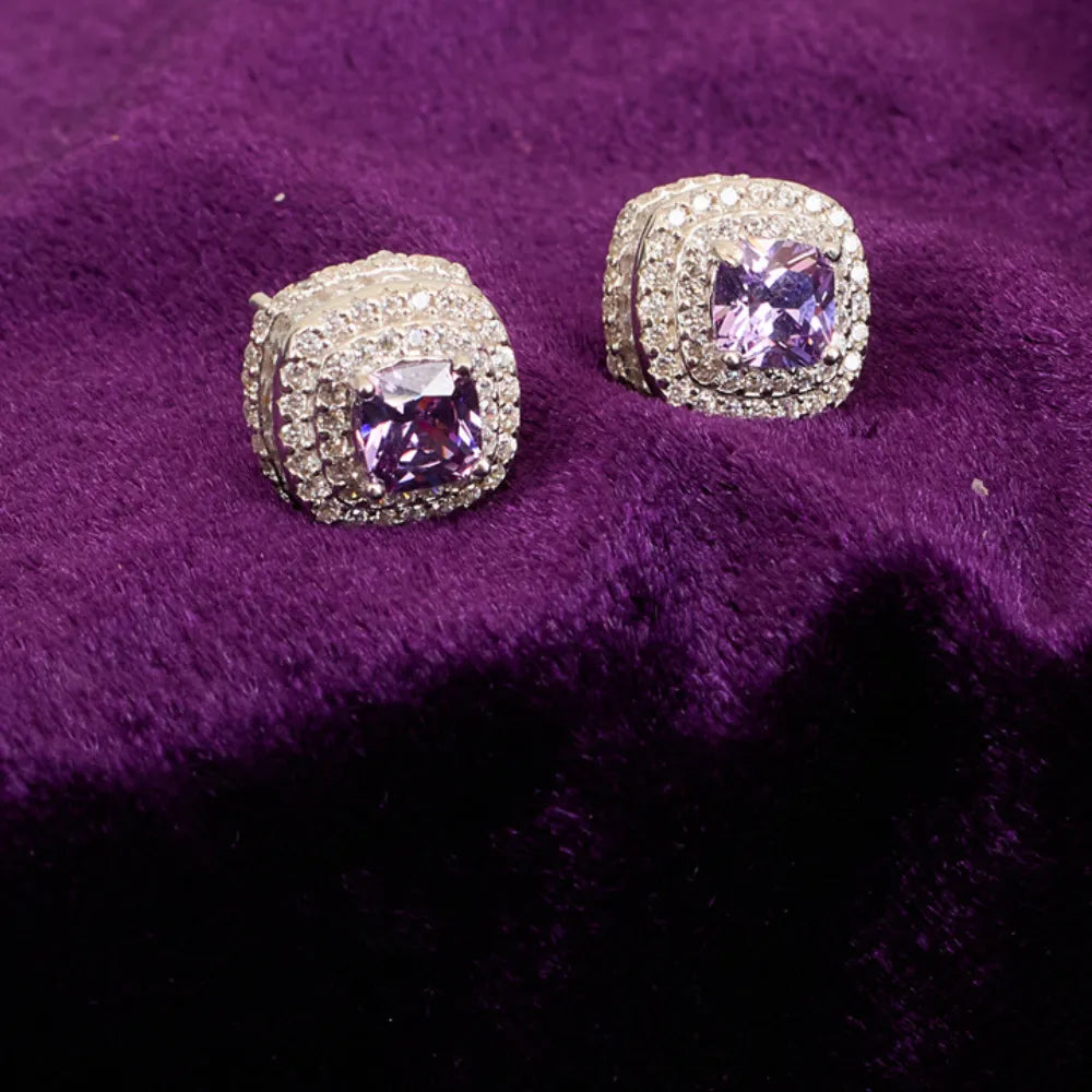 FINE SQUARE STUDDED COLOR STONE