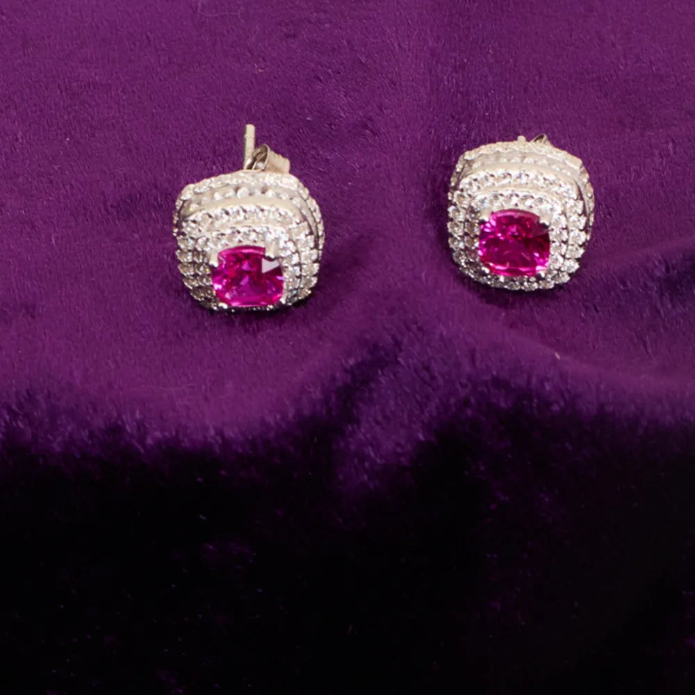 FINE SQUARE STUDDED COLOR STONE