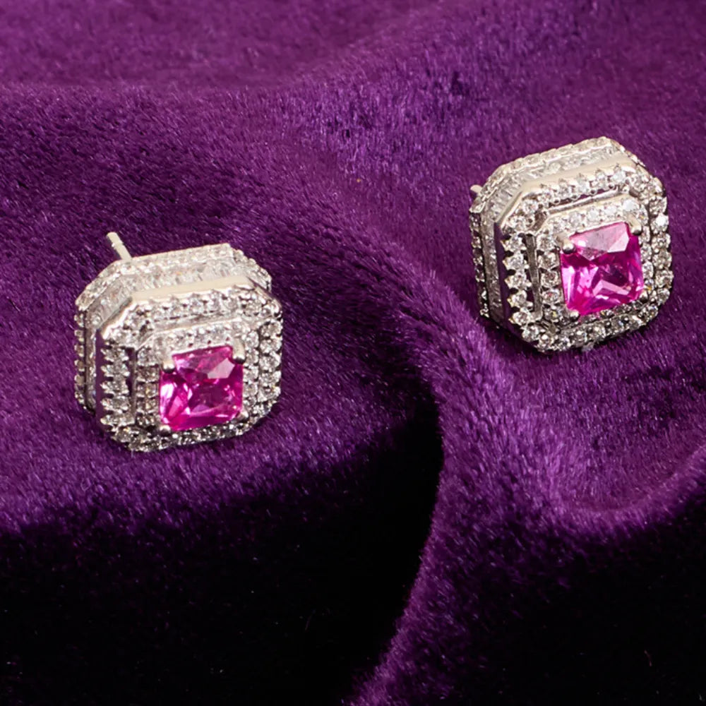 SQUARE STUDDED COLOR STONE