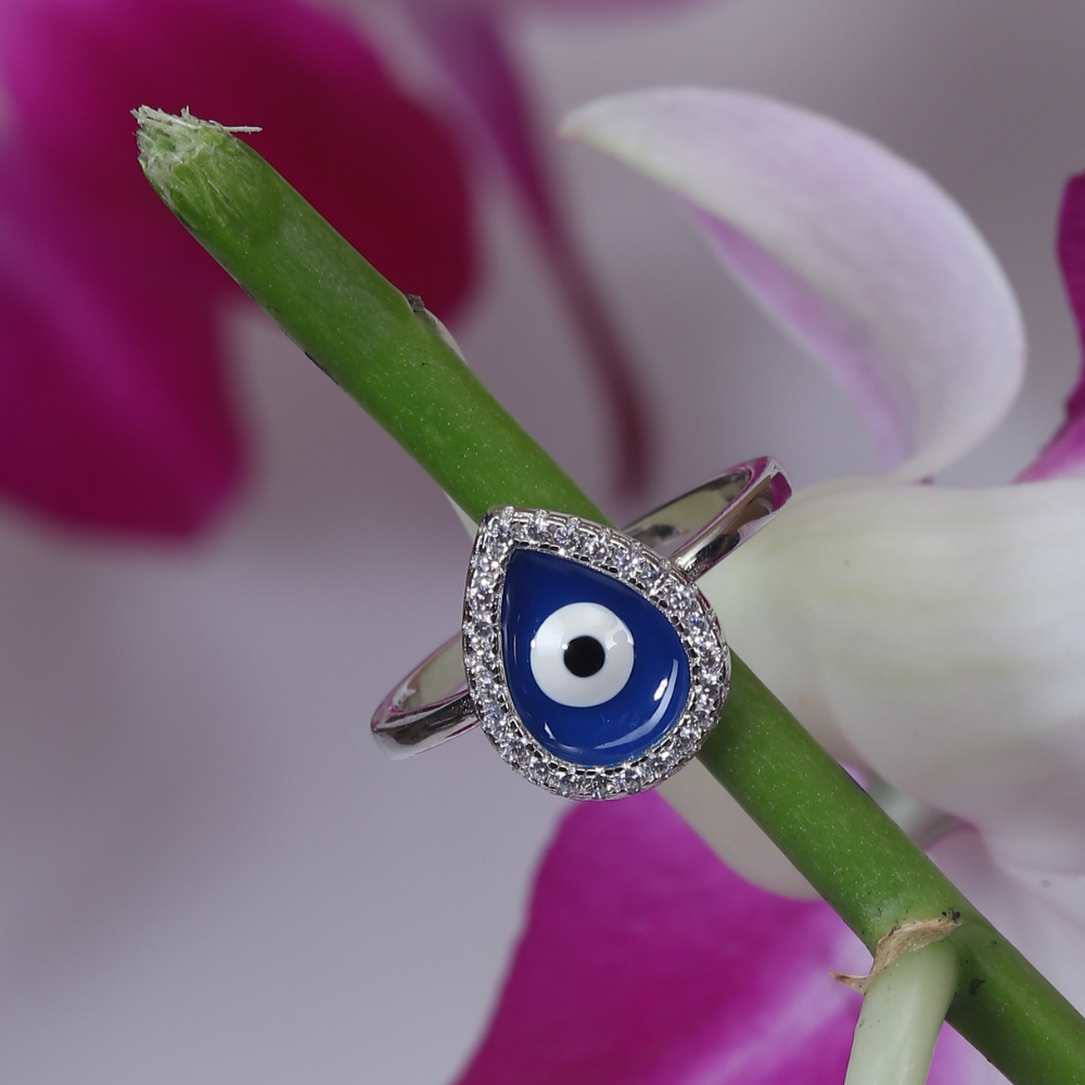 Blue pupil Evil eye ring