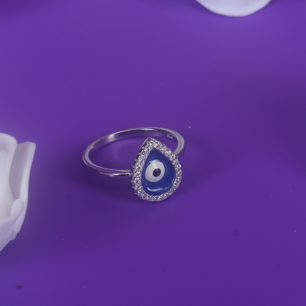 Blue pupil Evil eye ring