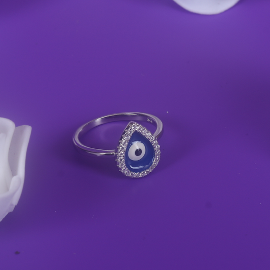 Blue pupil Evil eye ring